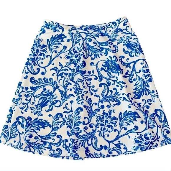 Misguided Blue White Flare Mini Skater Skirt Sz 4 - Picture 1 of 8